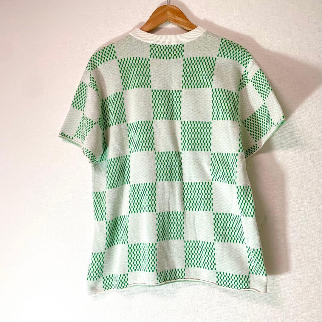 ルイヴィトン ダミエ ニット クルーネック Tシャツ グリーン　メンズ