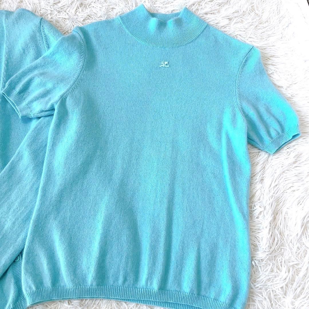 極美品✨クレージュ アンサンブル カーディガン ニット カシミヤ 水色 M