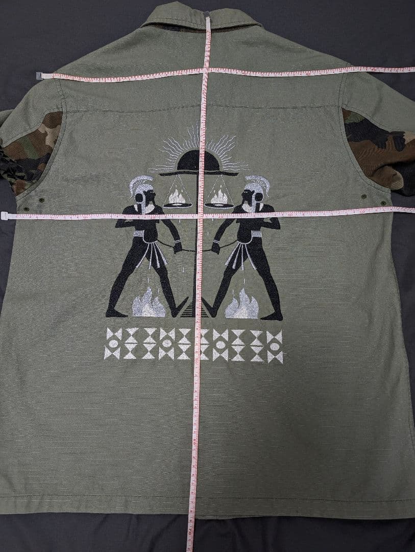 【希少】BAL バル 刺繍 ミリタリーシャツ リップストップ カモフラ 切替 L