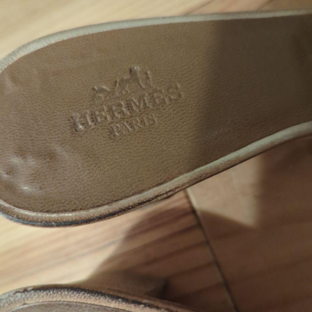 エルメス、オアジス、ゴールド ミュール 約6cmヒール、サイズ37