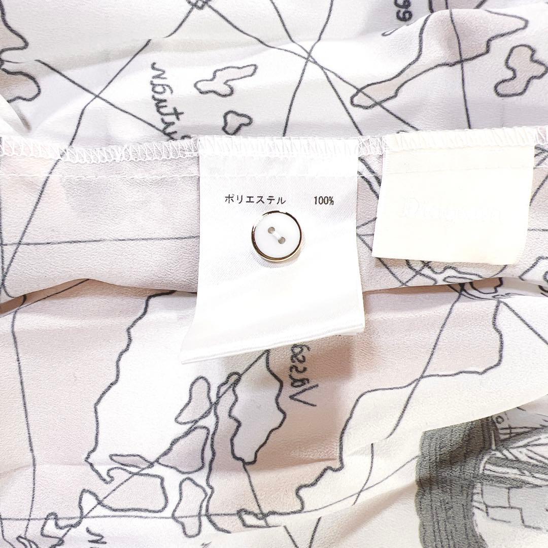 ダイアグラム マッププリント ワンピース マキシ丈 プリーツ ベルト付 ピンク