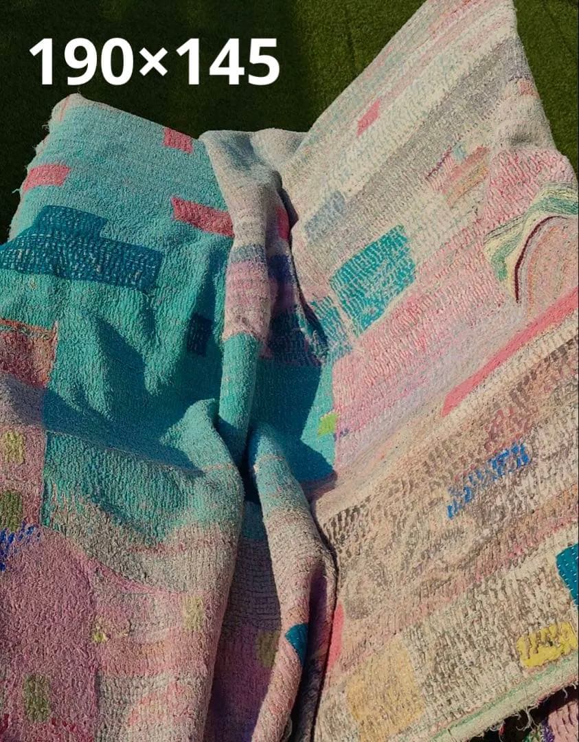 インド　ヴィンテージ　ラリーキルト カンタ　キルト　マルチカバー　ラグ