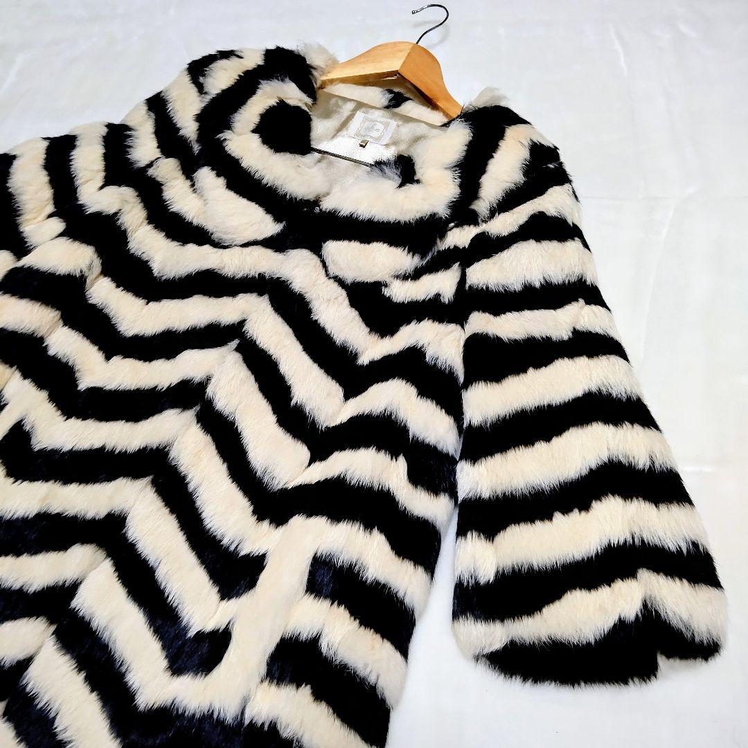 【極美品】ラビットファー リアルファー 毛皮 ボリューム ロングコート M