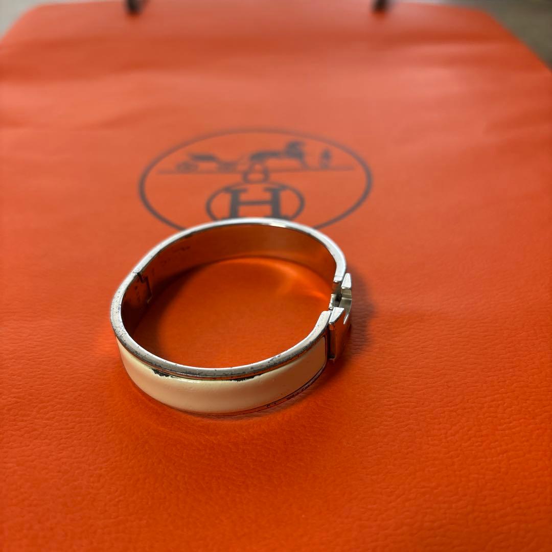 HERMES バングル ホワイト・シルバー※おまけ　紙袋