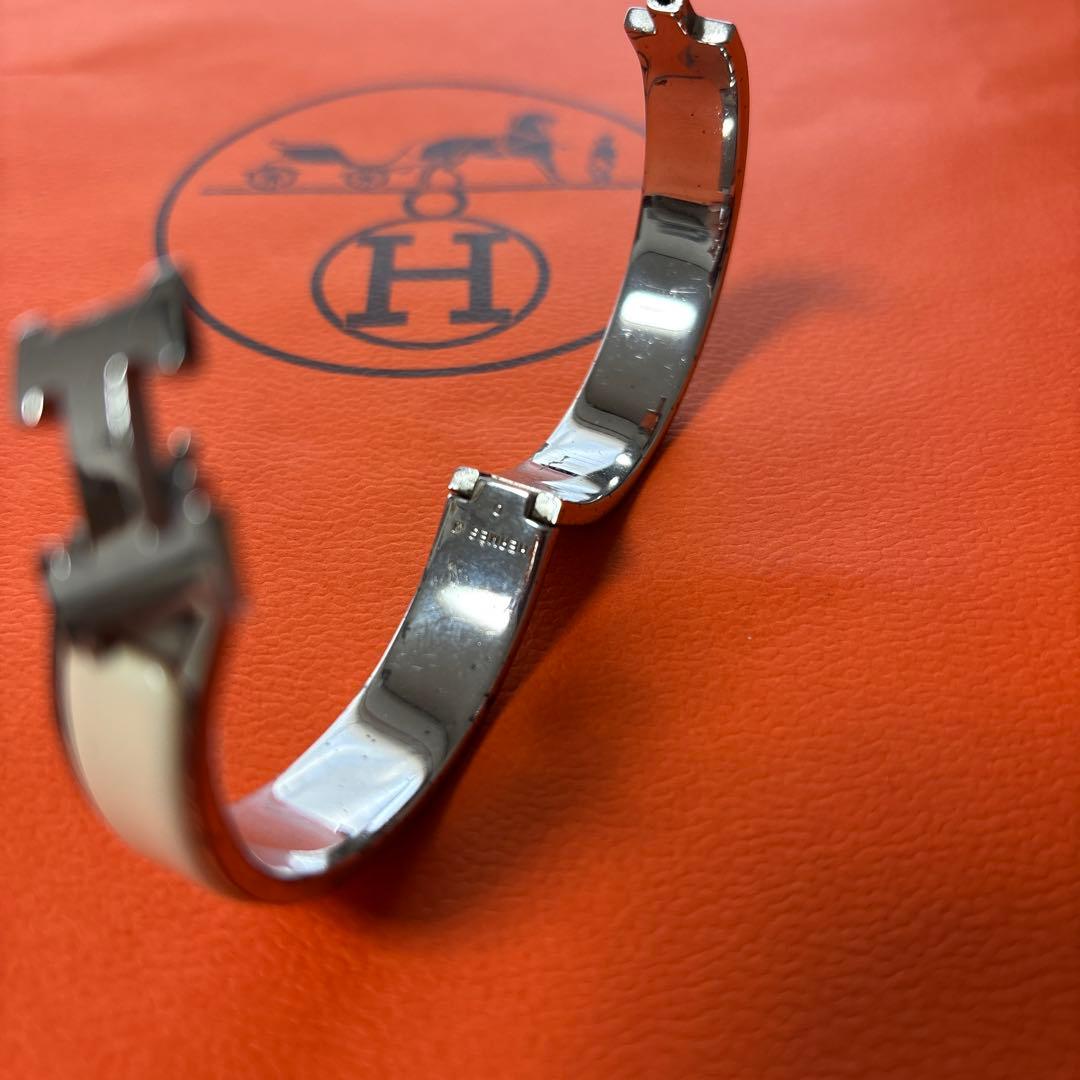 HERMES バングル ホワイト・シルバー※おまけ　紙袋