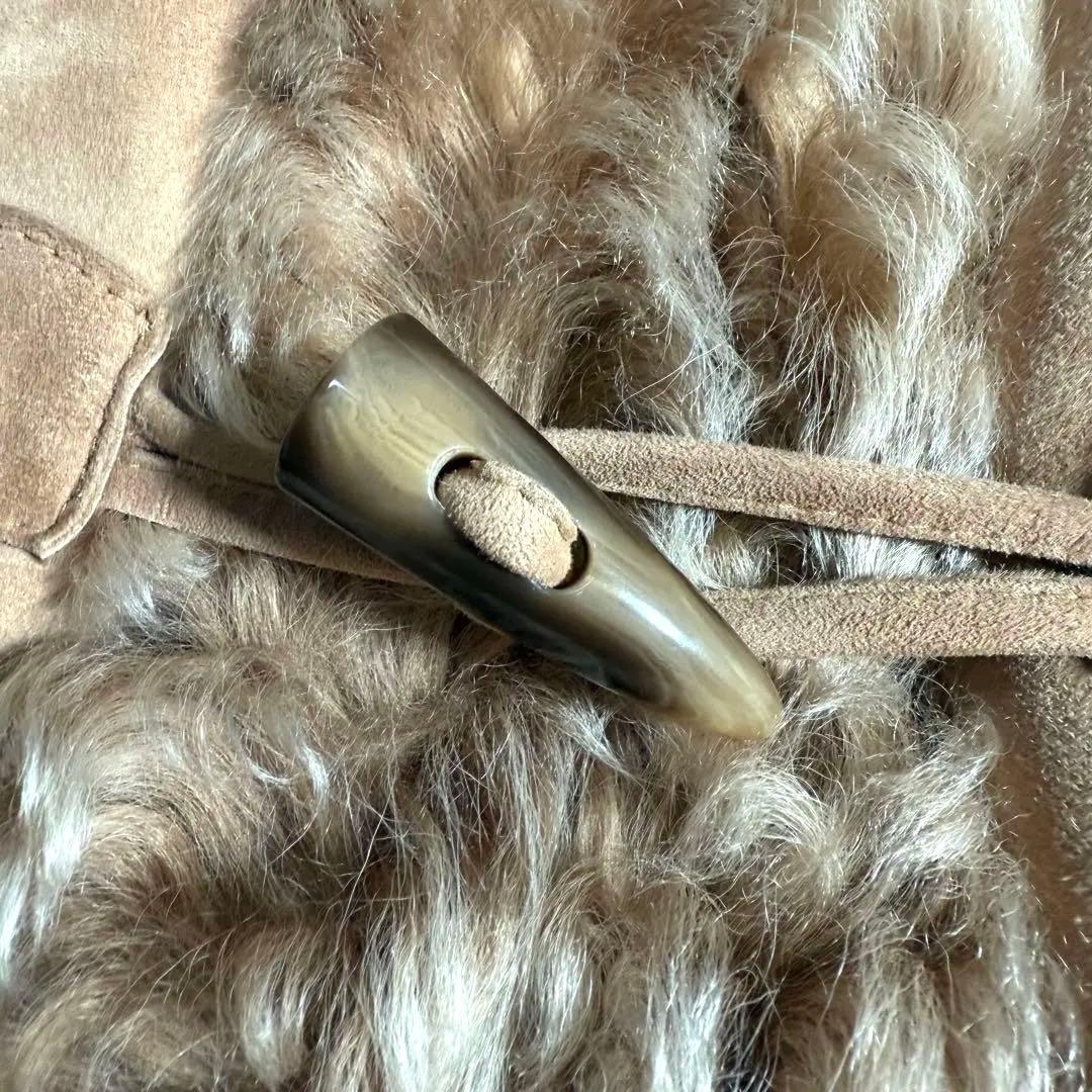 ダッフルコート ムートンコート Aライン フーディ トグルボタン 羊皮 毛皮