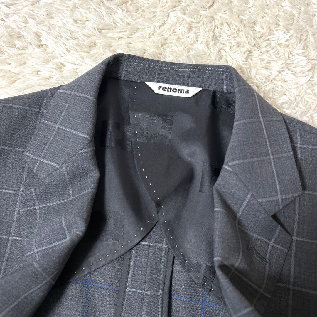 【極美品】renoma HOMME セットアップスーツ グレーチェック XL