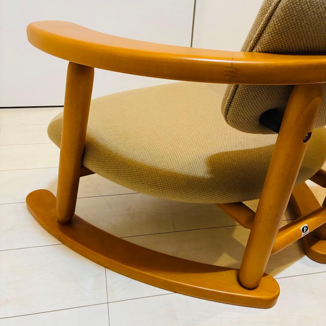 【状態良好】福竹産業 無限工房 かに座椅子 天然木 低座椅子 介護椅子