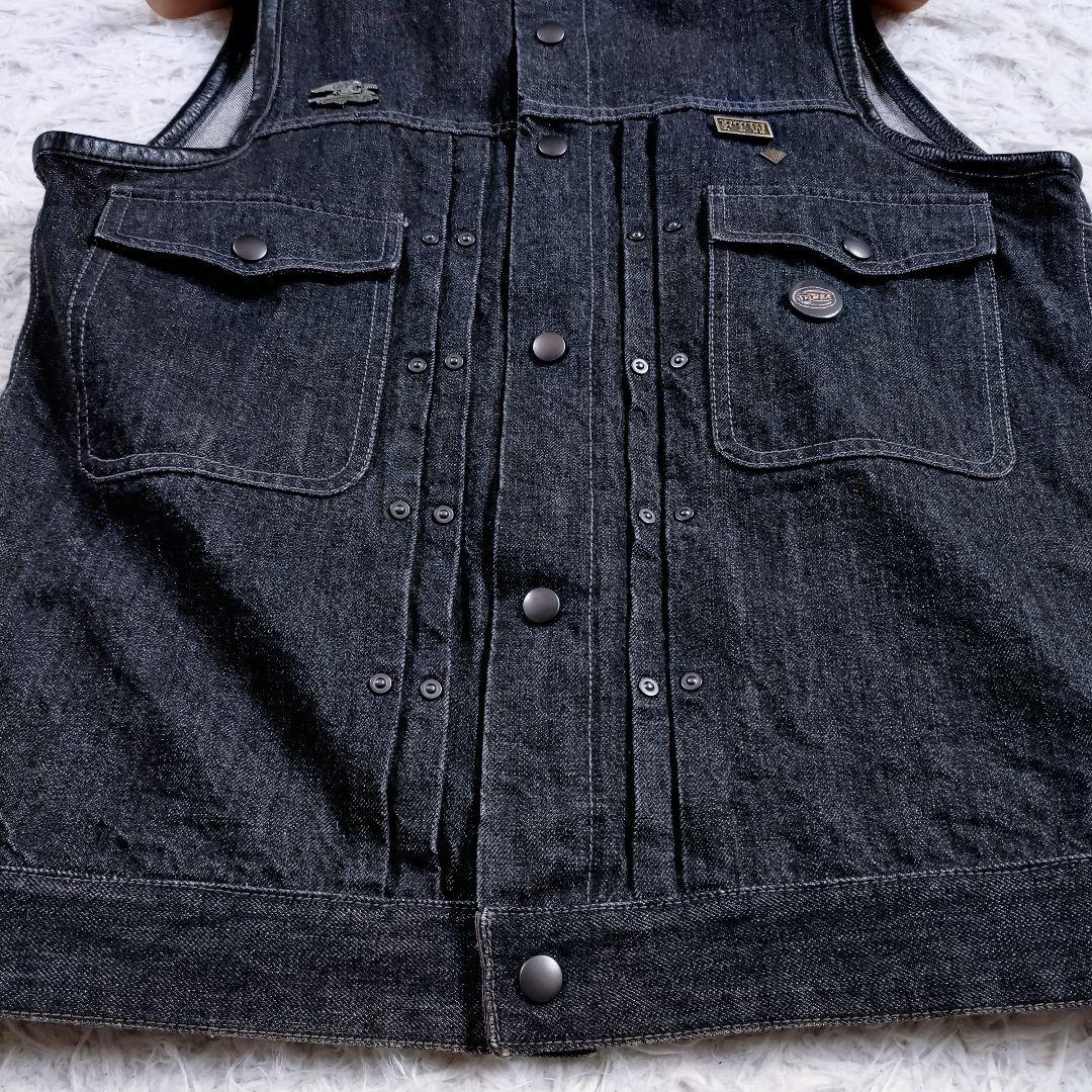 【レア高】WEST RIDE LEATHER CO　バイカーベスト　デニム　黒