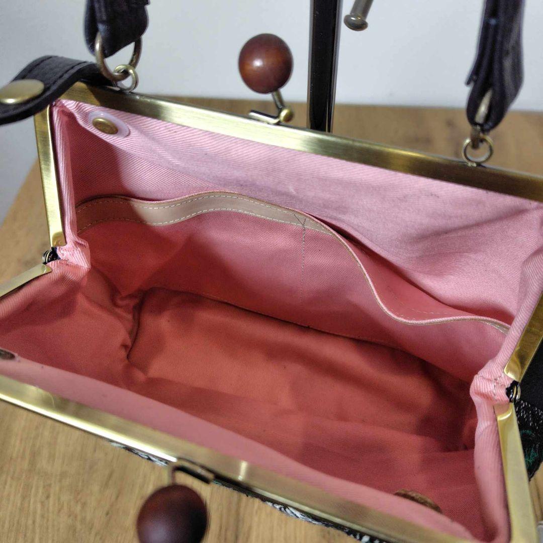 【専用】ミナペルホネン/rosyロージィーネイビー/木玉がま口ショルダー本