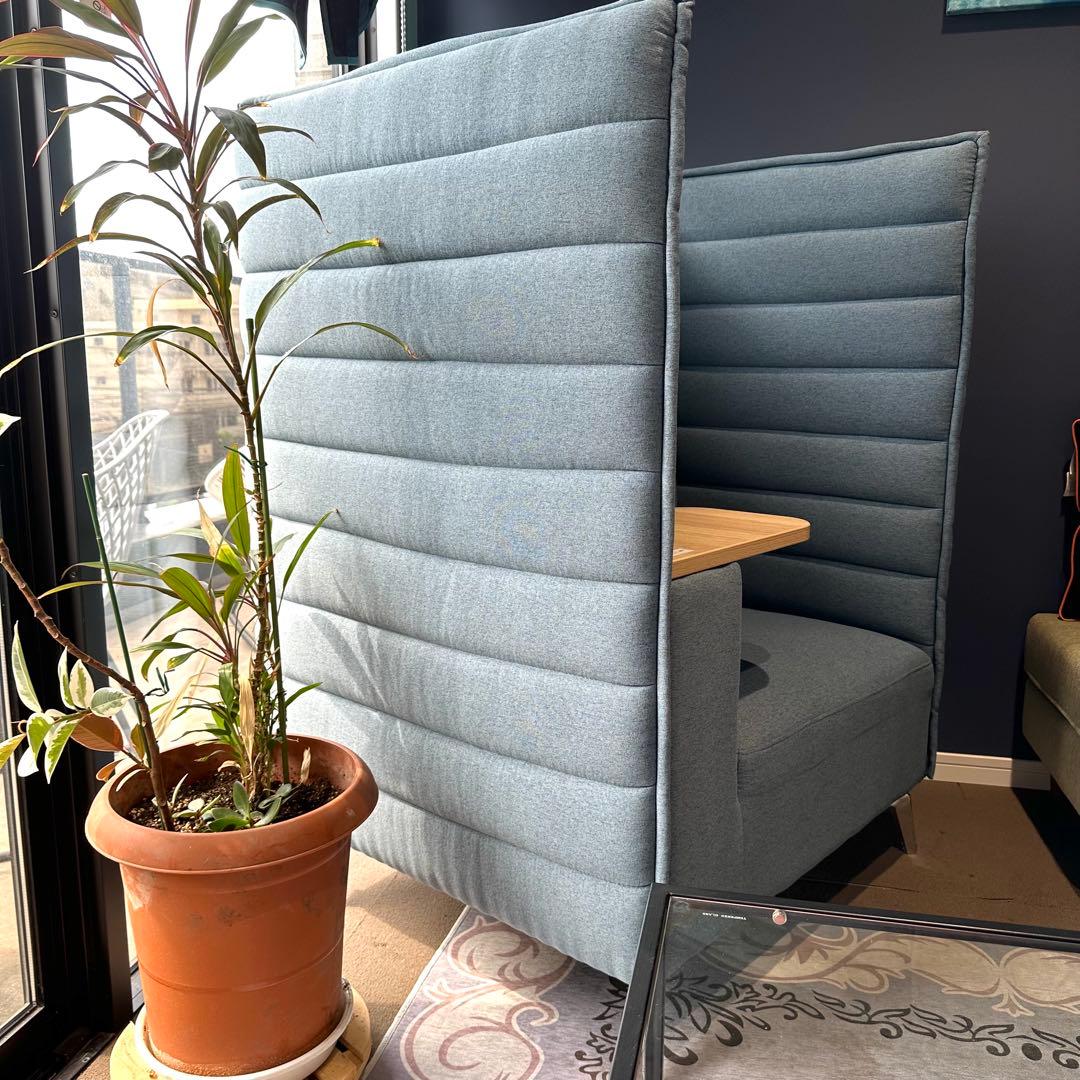 【引き取り歓迎！】オフィスコム ハイビス ハイバックソファ 1人掛け テーブル付