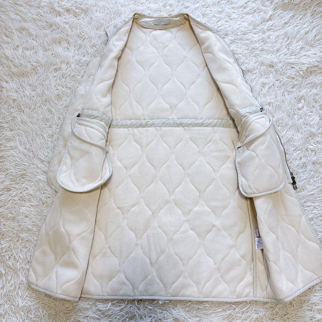 美品 アギュー　3way ロングマウンテンパーカー　キルティングベスト付 白