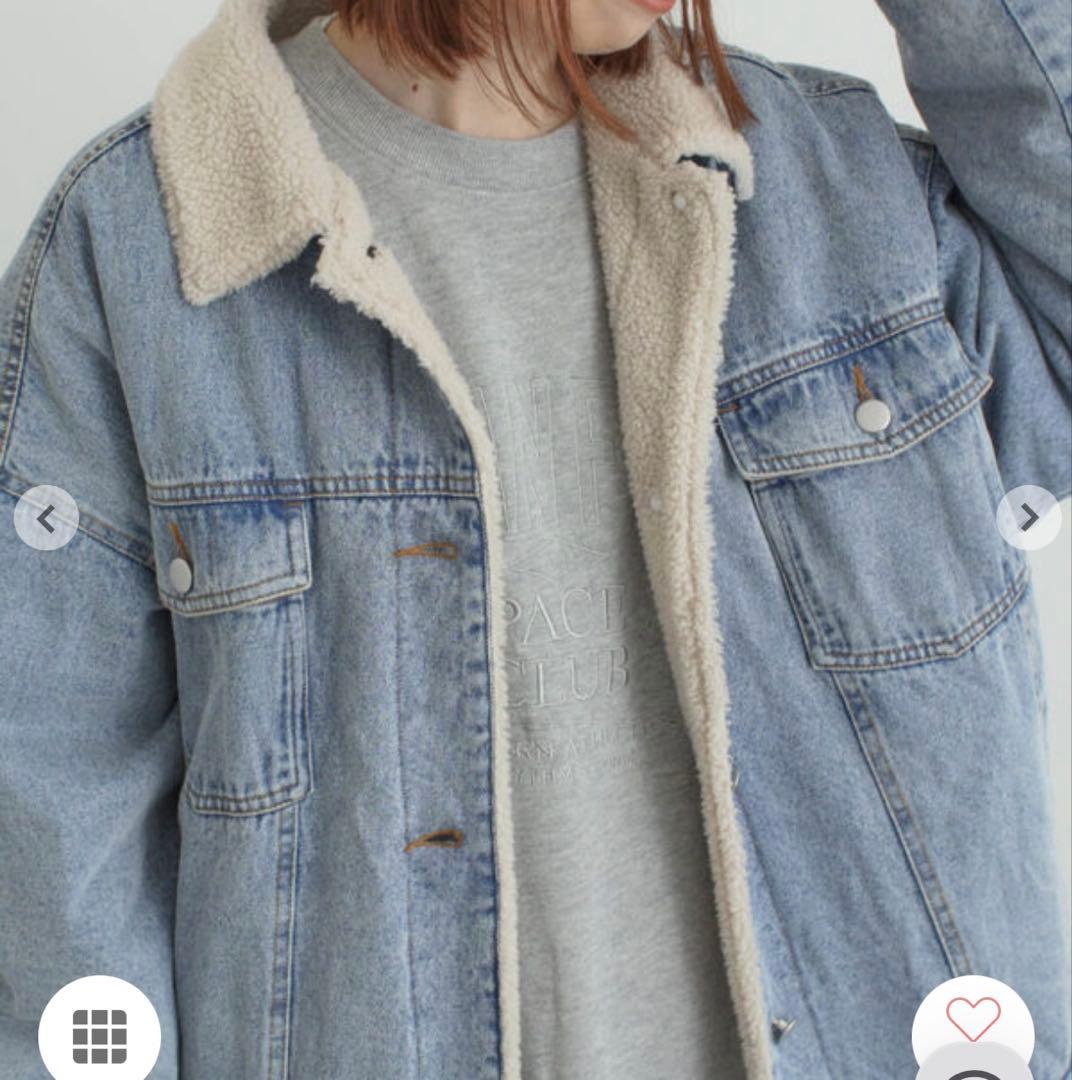 サマンサモスモス デニムボアジャケット　ブルー