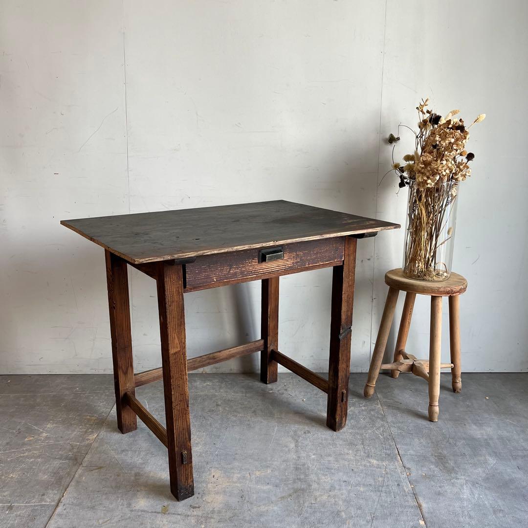 アンティーク 平机 テーブル 展示台 無垢材 レトロ z650