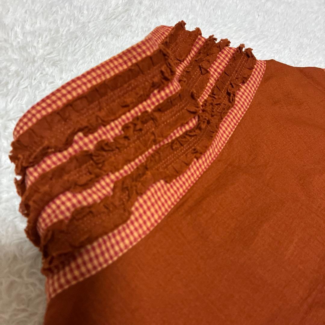 ann吉 センソユニコ フリル　チュニック　バルーン　ギンガムチェック