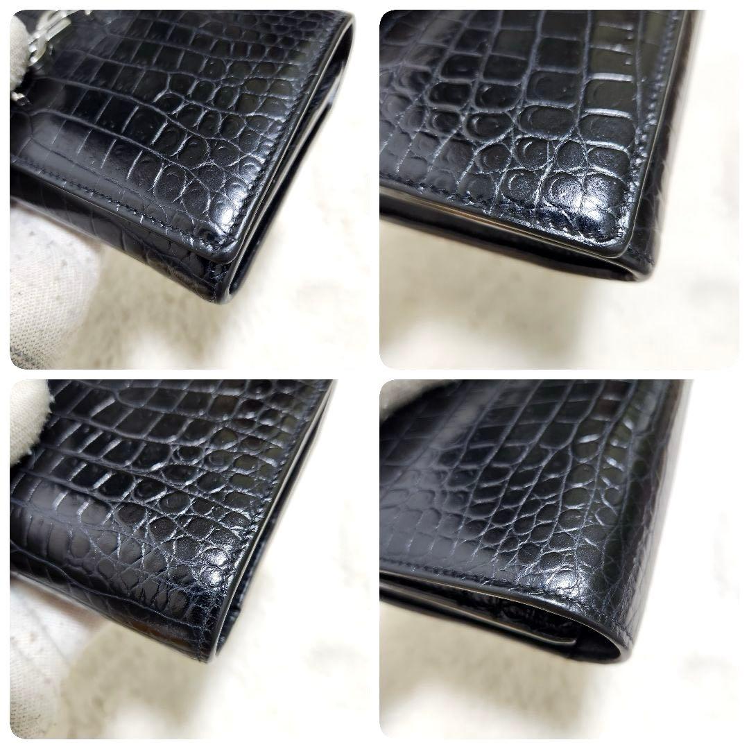 ✨極美品　付属品あり✨サンローラン　長財布　フラップ　カサンドラ　クロコ　黒