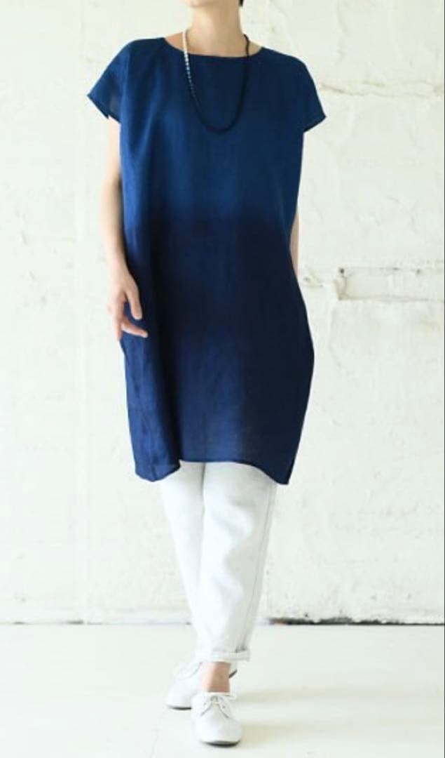 中川政七商店 麻 藍染 チュニック ワンピース リネン100%