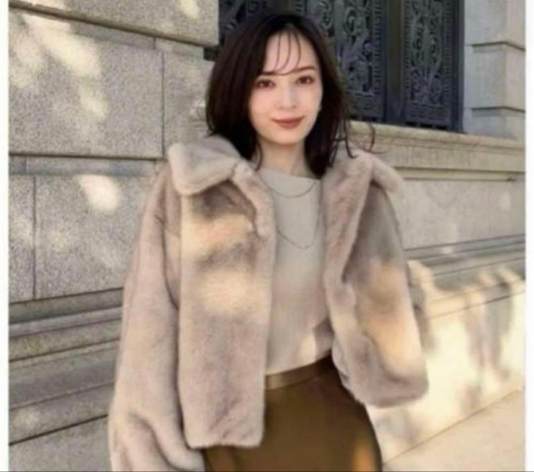 anauans ステンカラーショートファーコート