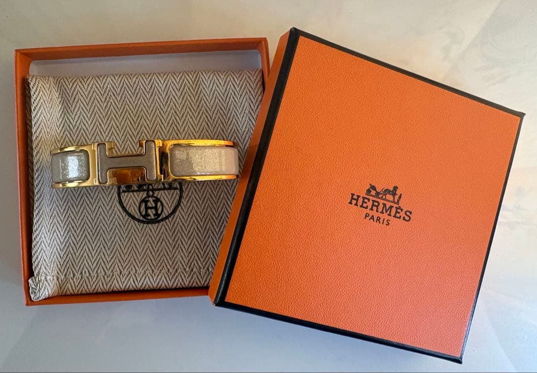 HERMES クリックH バングル　PM マロン　ラメ