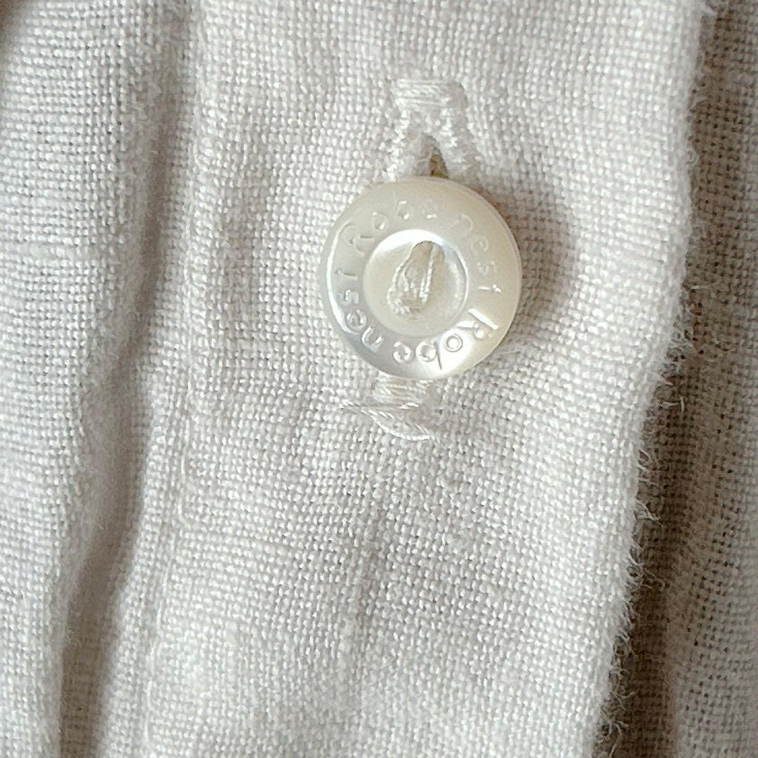 nest Robe ⿻ リネン 近江晒レース切り替え袖ワンピース 白 ナチュラル