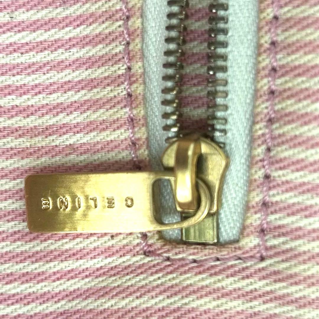 セリーヌ CELINE リリーCマカダムピンクキャンバス レザーハンドバッグ