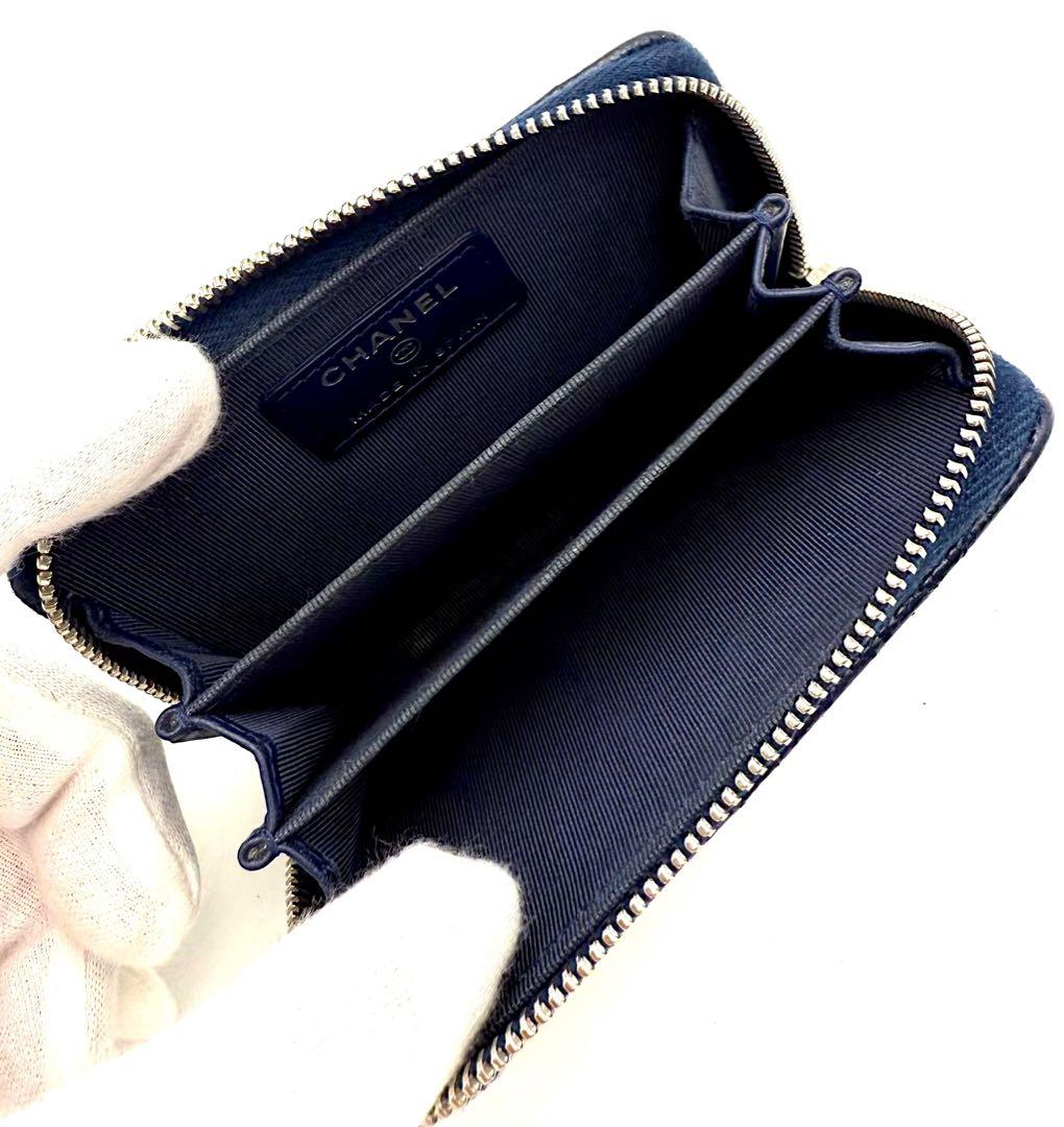 シャネル クラシック ジップ パースキャビアスキン ネイビー