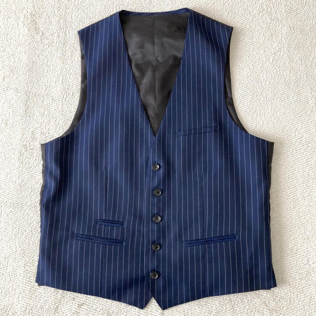 ✨美品✨ remoa HOMME 3ピース スーツ ネイビーストライプ AB5