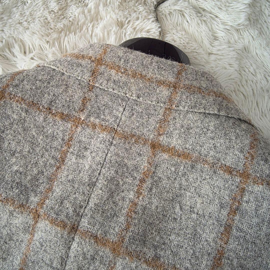 【アルパカ85%!!!】ビームスエフ テーラードジャケット チェック グレー系