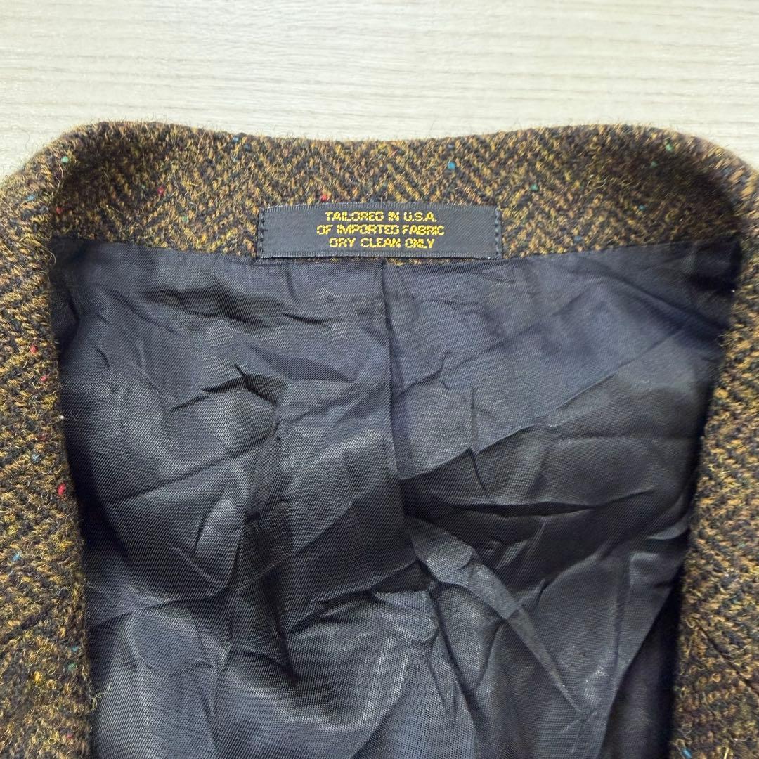 極美品 ハリスツイード ヴィンテージ ヘリンボーン ツイード 胡桃ボタン XL