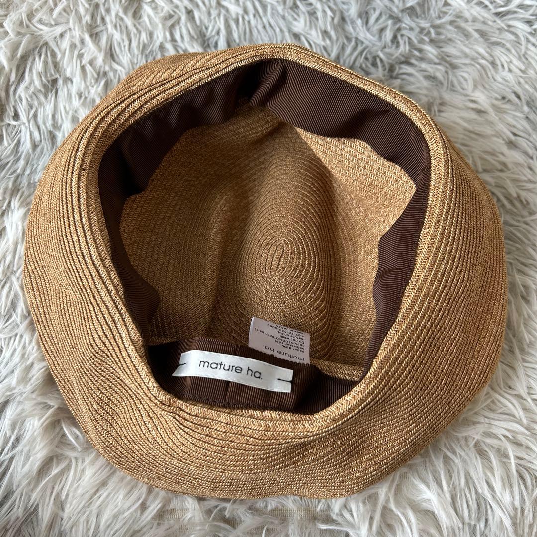 【美品】mature ha. ペーパーハット グログランリボン マチュアーハ