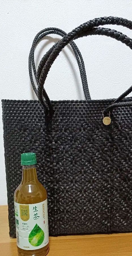 メルカドバッグ　ロングハンドル　黒　レトラ