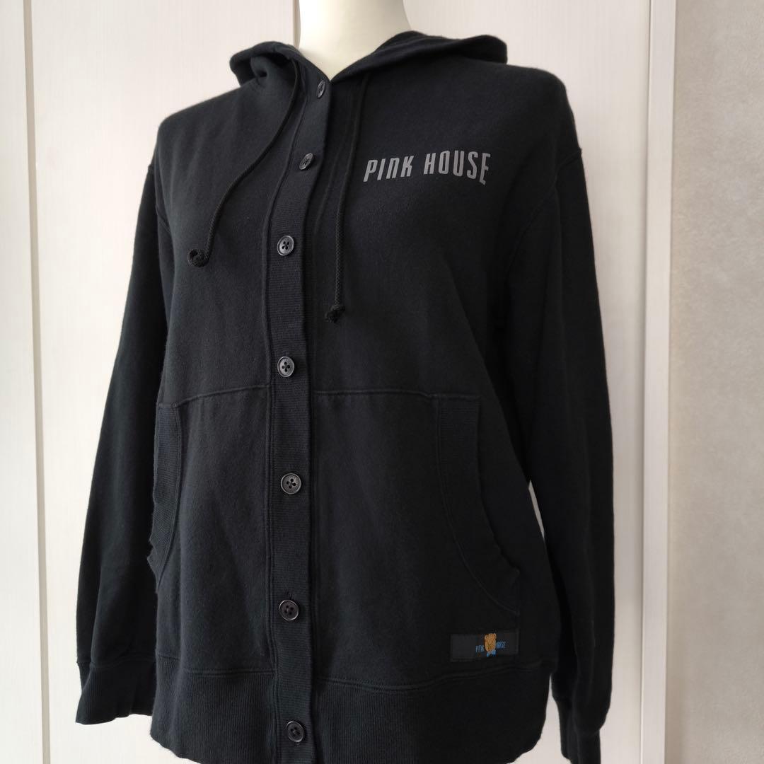 ピンクハウス　ひなぎくテディプリントパーカー　L ブラック
