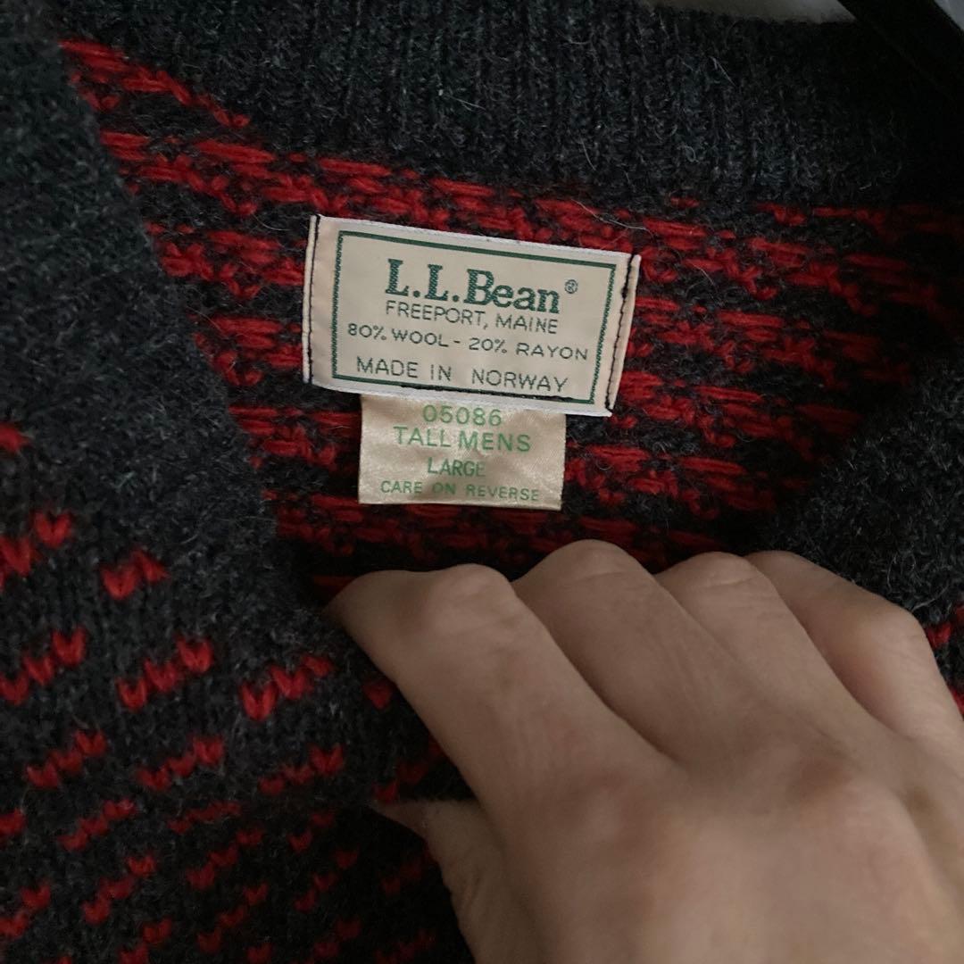 【ノルウェー製 80s】エルエルビーン　バーズアイニット サイズL 希少カラー