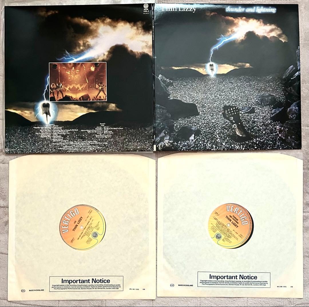 貴重Thin Lizzy Thunder & Lightning UK盤2LP