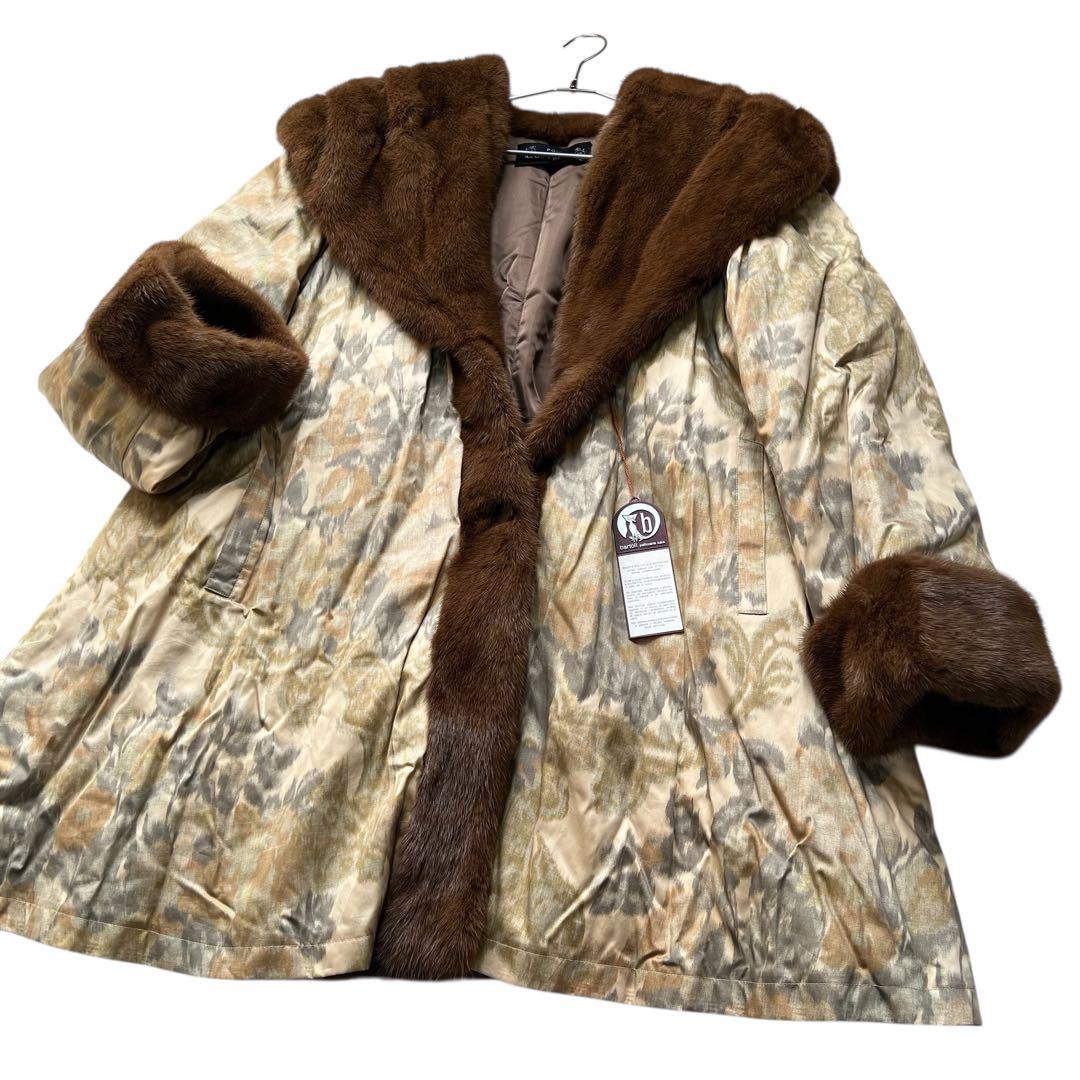 裾周り230cm 未使用品 デザインコート ミンク リアルファーコート XL相当