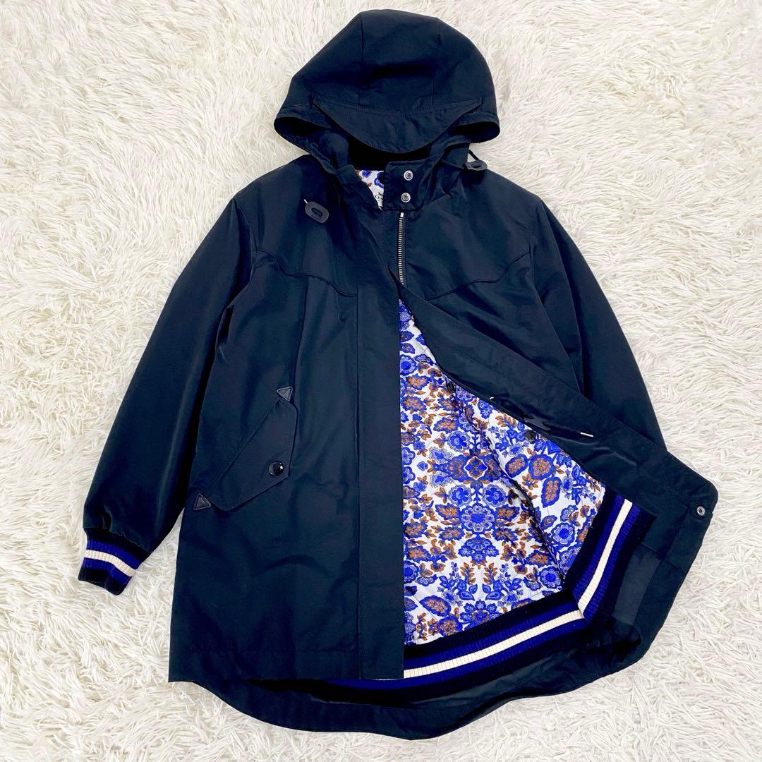 美品　コーチ　コート　中綿　ライナー　花柄　ウール　レザー　ブラック　35015