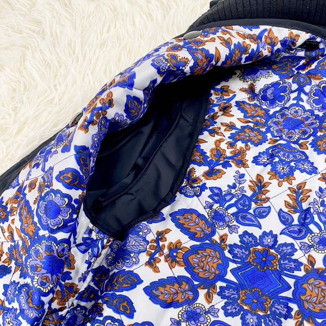 美品　コーチ　コート　中綿　ライナー　花柄　ウール　レザー　ブラック　35015