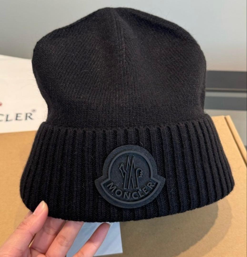 MONCLER ロゴ ニットキャップ ブラック☆
