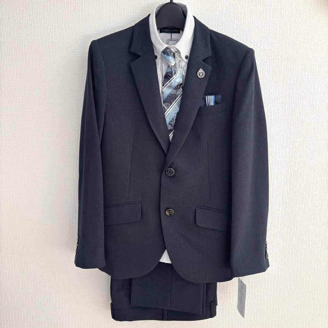 【新品】 キッズフォーマル スーツ 150 卒業式 男の子 完品 ネイビー