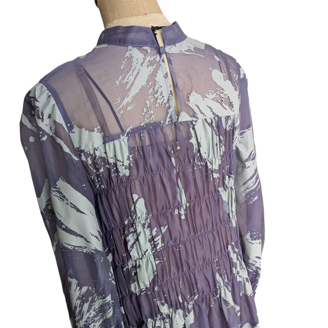 Ameri　RUBBER PAINT ART SHEER DRESS