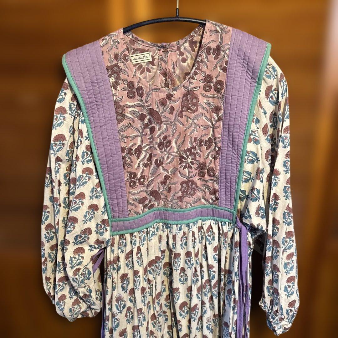 Saruche インド綿 ロング ワンピース アフガン ドレス