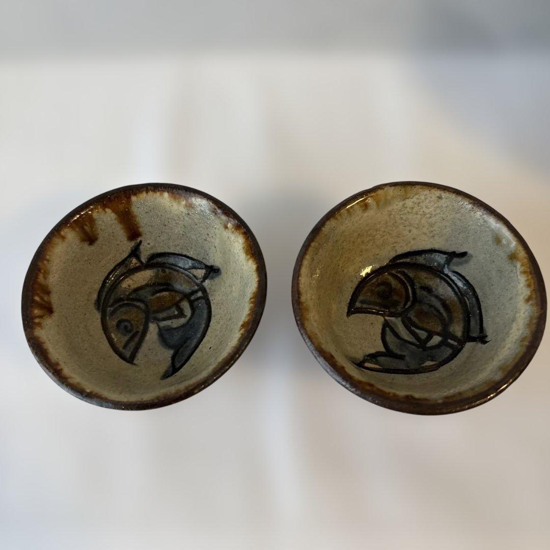 金城次郎　線彫魚文徳利セット揃