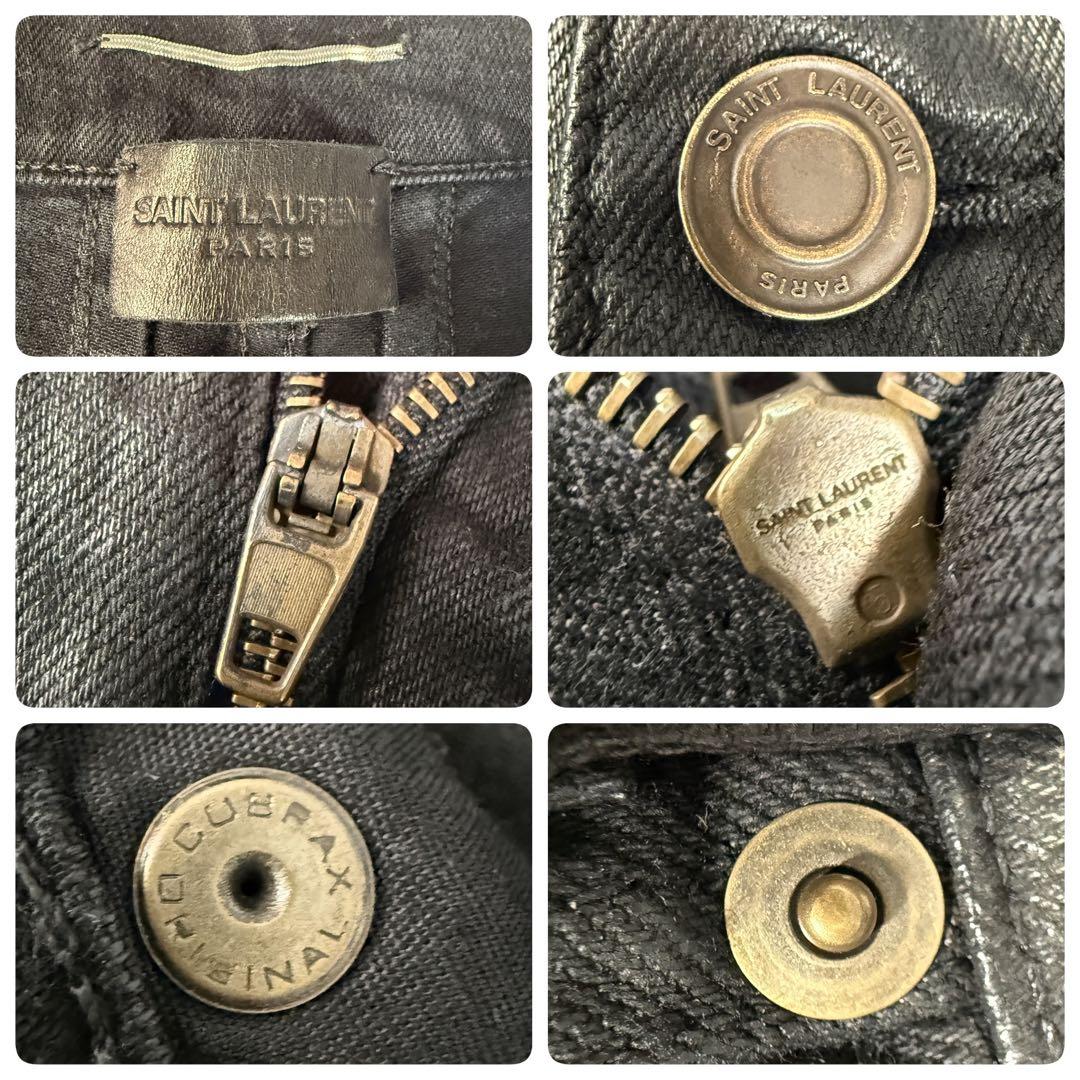 極美品 サンローランパリ エディ期 2014 コーティング デニムパンツ 黒