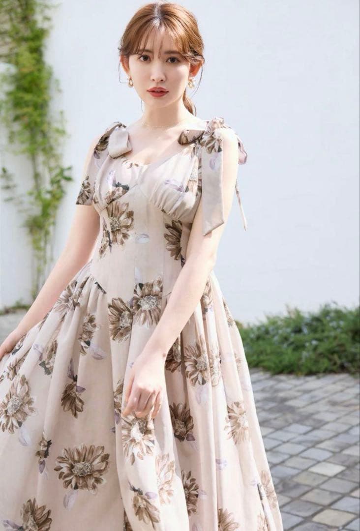 ワンピース herlipto SunflowerPrinted MidiDress