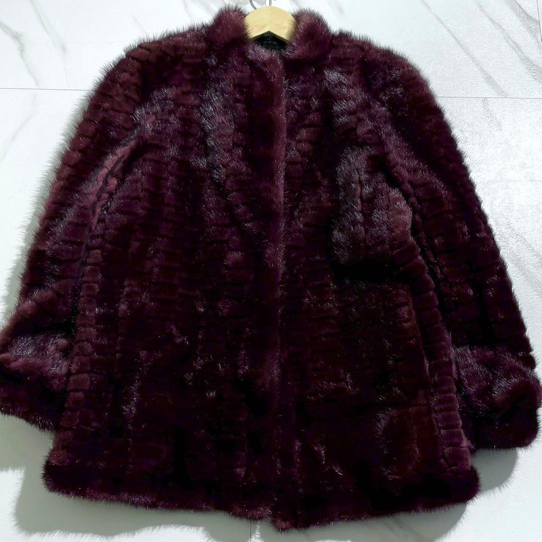 美品✨ SAGAMINK カラーミンク パープル ファーコート ハーフ丈 L