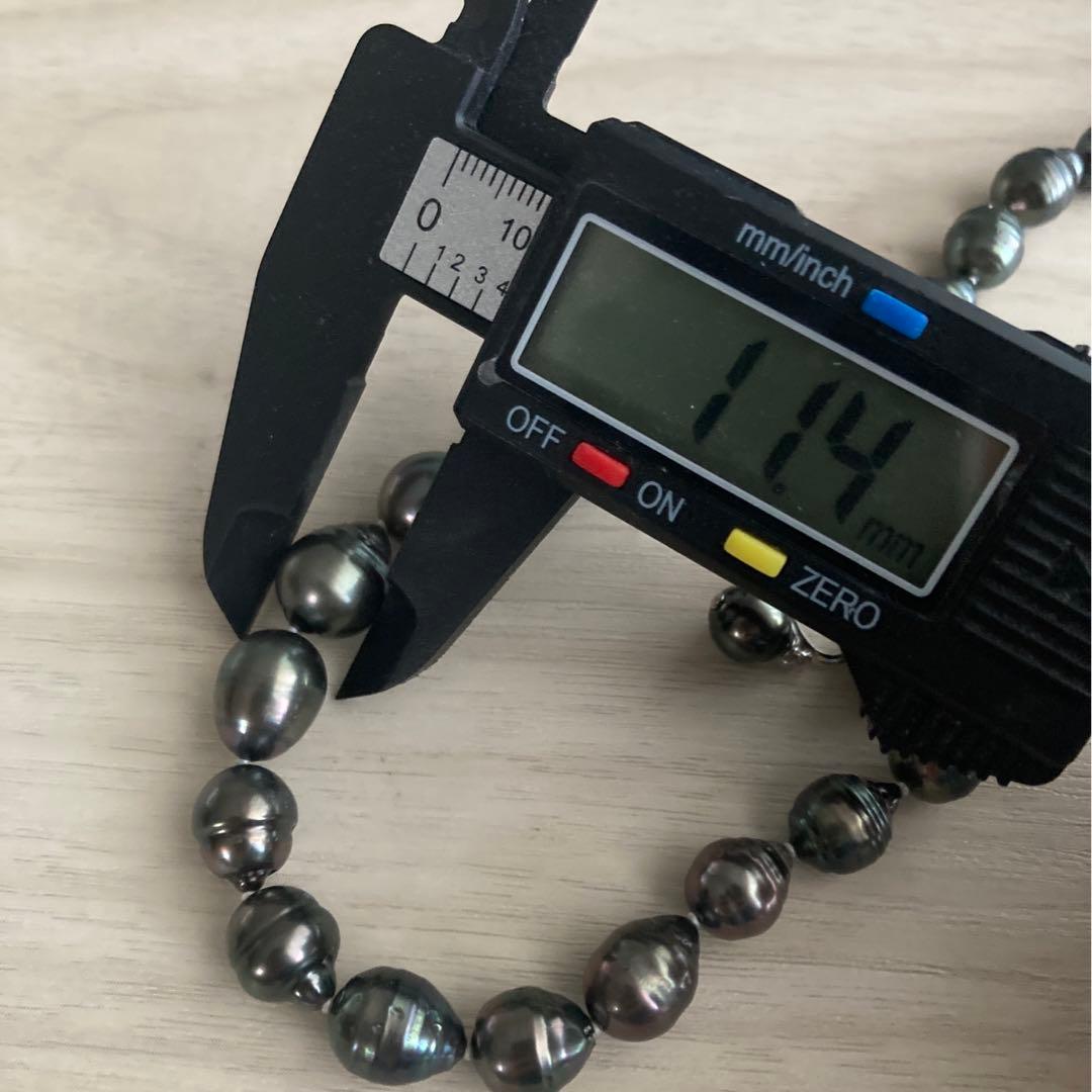 黒蝶真珠ネックレス　ブラックパール　タヒチ　バロック　イヤリング　本真珠　刻印