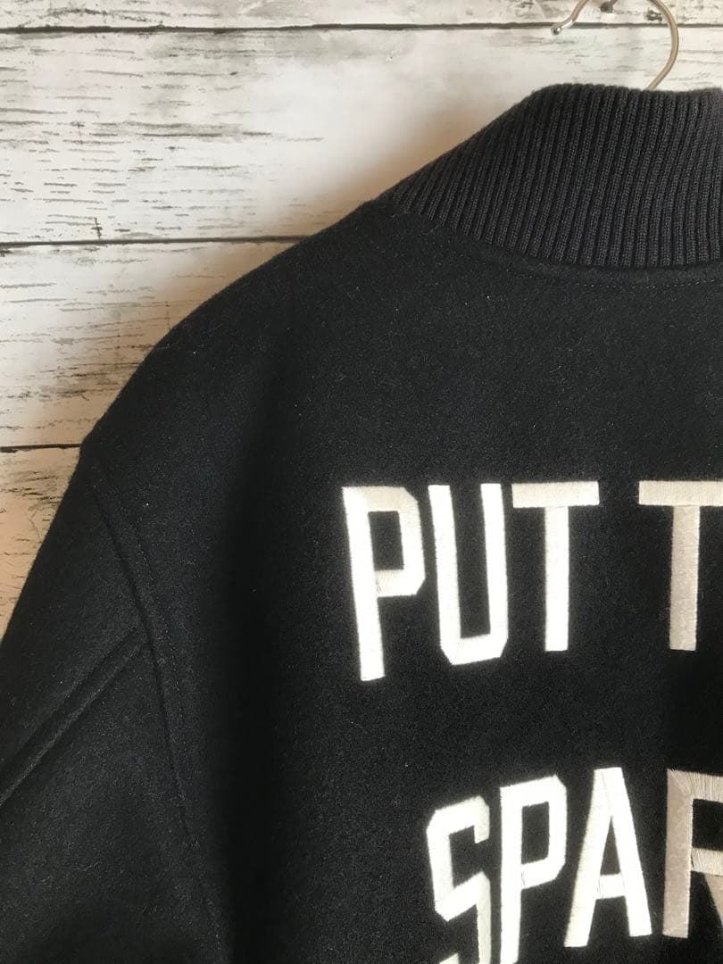 チャレンジャー　CHALLENGER ウールスタジャン　刺繍　ブラック　黒