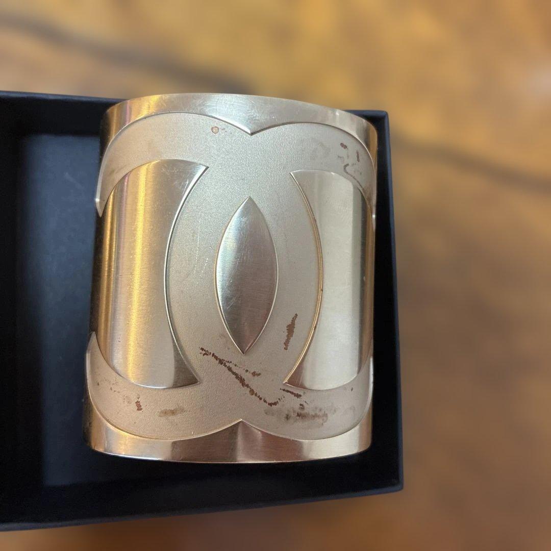 CHANEL シャネル　ココマーク ゴールド ワイドバングル 希少　ミラー付き