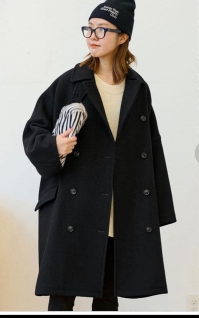二宮こずえさん着用　FRAMEWORK ダブルフェイス ロングピーコートネイビー