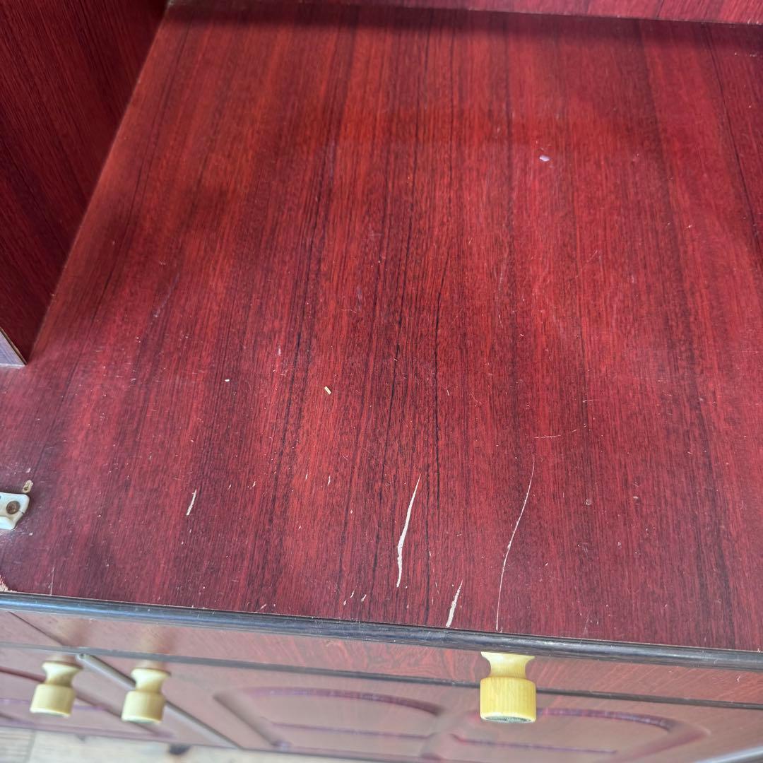 昭和レトロ　アーチ窓　食器棚　キャビネット　シックなブラウン　希少　ビンテージ